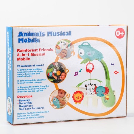 Mobile Musical "Tropical Forest. Parrot ", 3 games, on batteries, removable muses.-7
