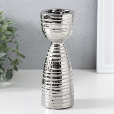 Ceramic Cumber for 1 candle "Zebra" d = 4 cm silver 6.5x6.5x18 cm-1