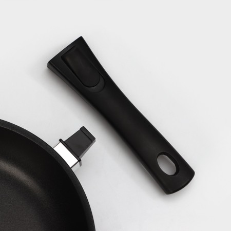 The “Tradition” pan, D = 24 cm, glass cover, removable handle, anti -stick coating, black color-4
