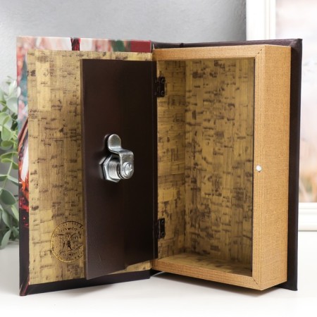 Safe-book wood to the leatherette "wine" 21x13x5 cm-3
