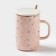 Ceramic mug with a lid and a spoon "Anabel", 350 ml, Mix drawing