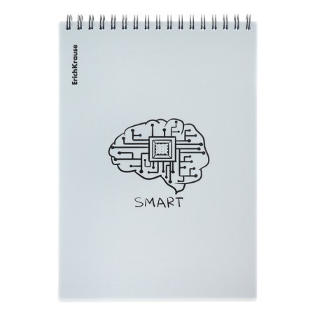 Notepad for spirals A5, 80 sheets, cage, Erichkrause "Life Style", plastic cover silk -screen cover, OFSET BELICT 100%, silver-4