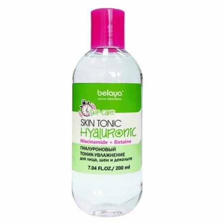 Facial tonic, neck and neckline Belaya Skip Care, hyaluronic, moisturizing, 200 ml