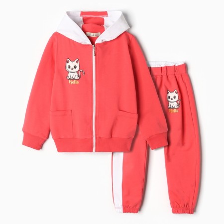 Kit for girls (sweatshirt, trousers), raspberry color, height 86 cm