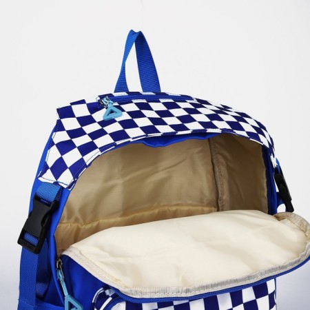 School backpack from textiles, 5 pockets, blue color-3
