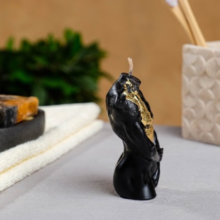 Figure candle "Male torso No. 2" Black with a whip, 9cm-1