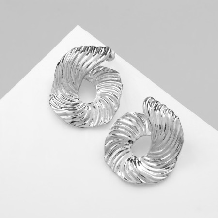 Earrings Metal "abstraction" curl, silver color-1