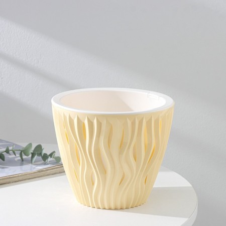 Kashpo with an insert “inspiration”, 2.25 l, d = 17.5 cm, h = 15 cm, yellow color-1