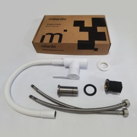 MILARDO MEAL M01WT0FM05 kitchen mixer, pour 241 mm, flexible surge, white matte-4