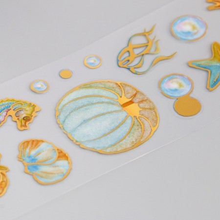 Sticker plastic gold embossing "Underwater World" 2 sheets mix 6.5x22.5 cm-2