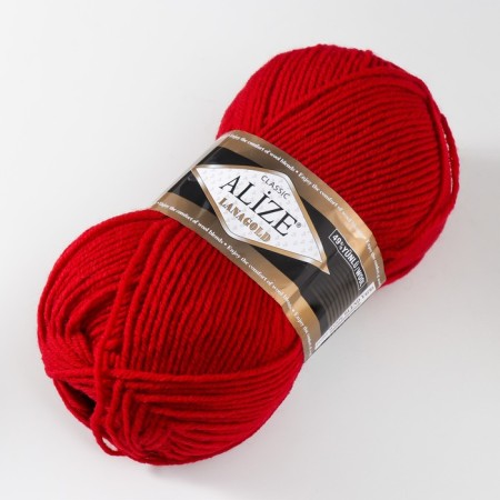 Yarn "Lanagold" 51% acrylic, 49% wool 240m/100g (56 red)-1