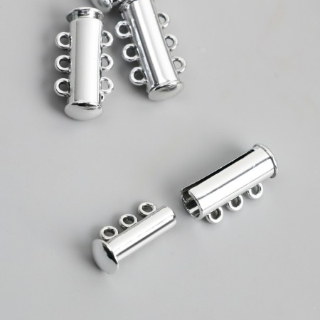 Fastener magnetic three -row metal silver set 4 pcs 0.6x2.1 cm-2