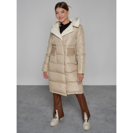 Coat insulated winter female, size 44, beige color-9