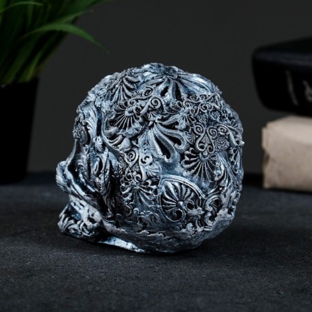 Figure "Skull colored" aged silver, 10x12x8cm-2