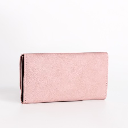 Women's wallet on the button, pink color-1