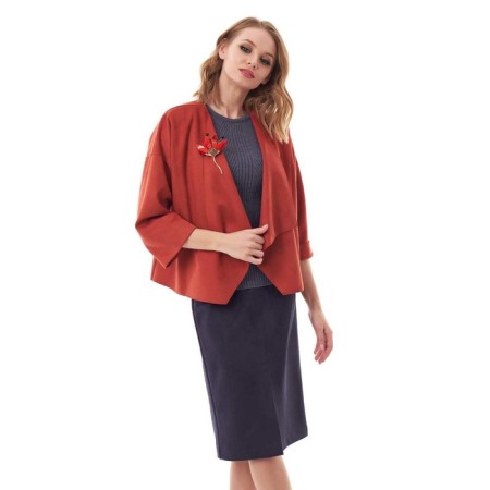 Cardigan female, size 48, Terracot color-8
