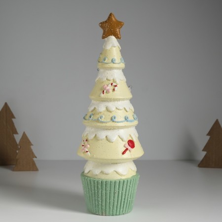 Souvenir Ceramics Light "Gingerbread Christmas tree" light yellow 10x10x31 cm-4