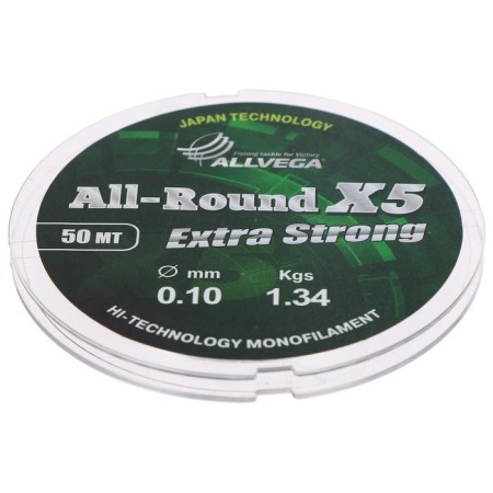 Monophile Fine allvega All-Rund X5, diameter 0.10 mm, test 1.34 kg, 50 m, transparent