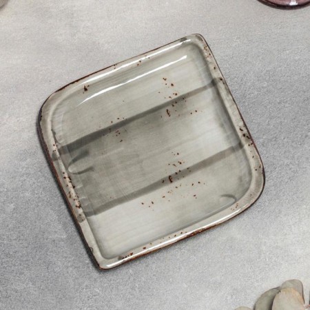 Porcelain Square "Suprim", 14.5 × 14.5 cm, gray color-1