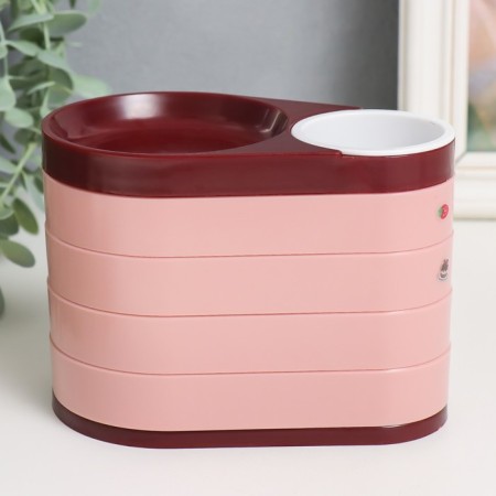 Casket for jewelry plastic "Droppie. Five levels" pink 15.5x9.5x11 cm-2