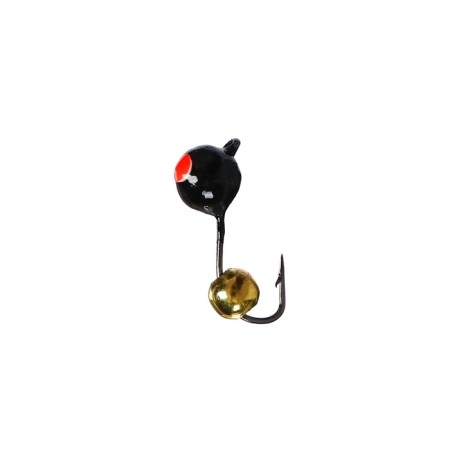 Mormyshka fraction black, red eye + ball gold, weight 0.7 g-1