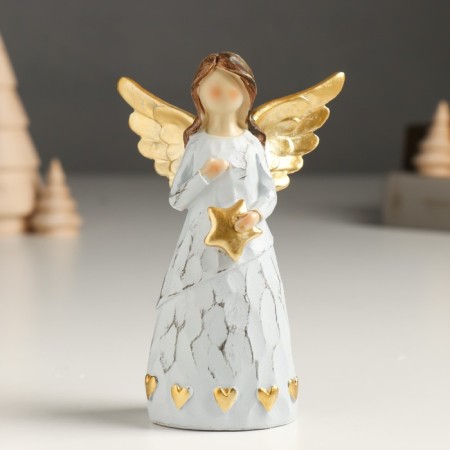 Souvenir Polystone "Faceless Angel with Heart/Star" Gold Mix 4x7.8x12.5 cm-1