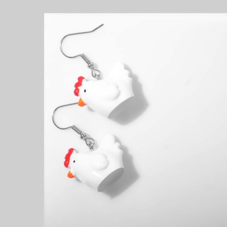 Earrings "Chicken", colored in silver