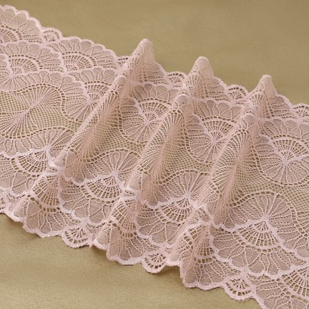 Lace elastic fabric, 180 mm × 2.7 ± 0.5 m, pink-beige color-1