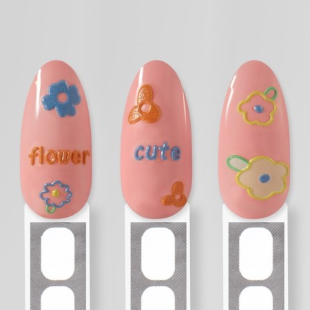 Наклейки для ногтей «Cute flowers», объёмные, разноцветные-3
