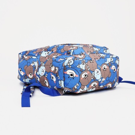 School backpack on lightning from textiles, external pocket, blue color-4
