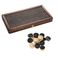 Wooden backgammon large, board game, 50 x 50 cm, crocodile, brown