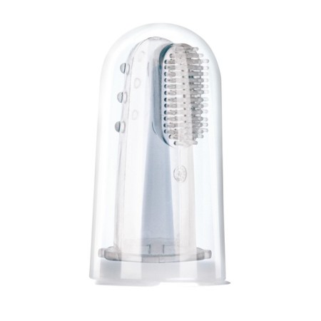 The toothbrush "First", silicone with massage protrusions, on a finger, in a container-1