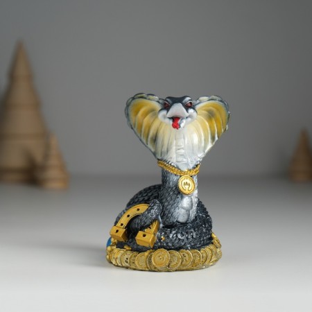 Polystone souvenir "Dark snake with horseshoe" 5.8x5.5x9 cm