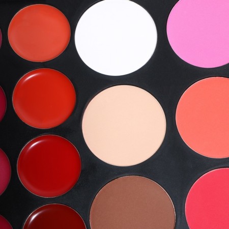 A set of decorative cosmetics (shadows for the eyelids, blush, lip gloss, correctors)-9