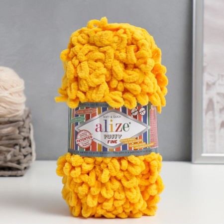 Yarn "Puffy Fine" 100% microopoliester 14.5m/100g (82 St. mustard)