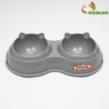 Double plastic bowl, 25 x 14 x 5 cm, gray