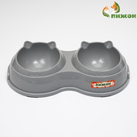 Double plastic bowl, 25 x 14 x 5 cm, gray