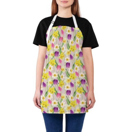 Apron kitchen with a photo print "Tulip paradise", adjustable, size OS