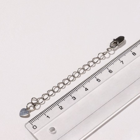 Castle-Karabin (1.1 × 0.4 cm) with an extension cm 5.4 cm "heart" small (set 3 pcs.), Color silver-2