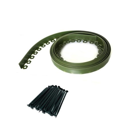 Garden plastic curb, 55 mm, green, 10 m + 30 stakes, "mango"