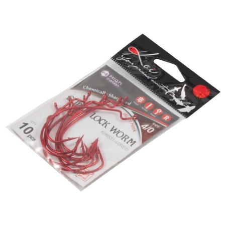 The hook KOI SUPER LOCK Worm, size 40 Int, Red color, offset 10 pcs.-4
