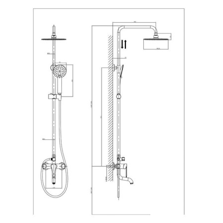 Shower system Rush denis DN0335-40, tropical shower, hand watering can, chrome-1