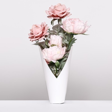 Floristic cone without a bottom, folding, white, 32x30cm-1