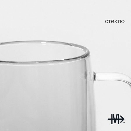 Glass mug with double walls Magistro "Adele", 300 ml-4