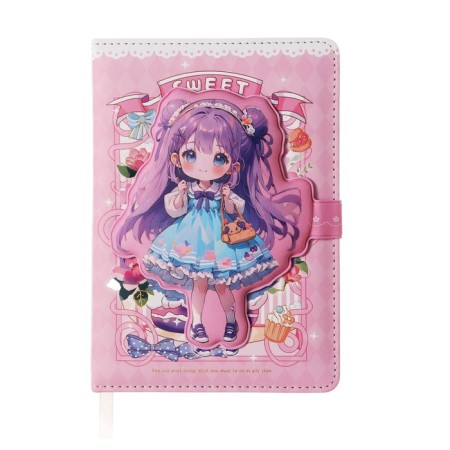 Gift notebook, A6+, 132 sheets, color block, with a curly knife, PVC cover, "anime", mix-4