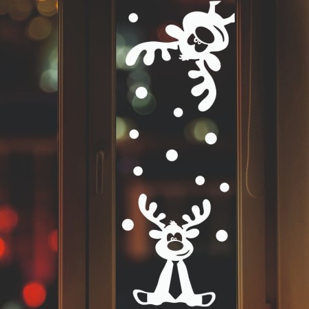 Decorative sticker for windows "Two deer" 35x52 cm