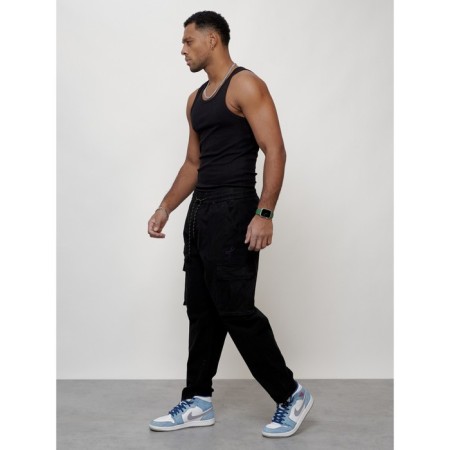 Cargo jeans male, size 48, black color-1