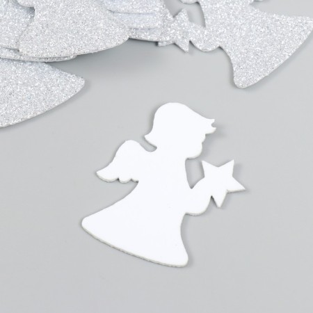 Decor "Angel" silver 5 cm set 10 pcs foam glitter-1