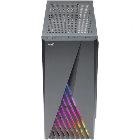 The Aerocool Delta case is black without ATX 7x120mm 2xusb2.0 1xusb3.0 Audio Bott PSU-1