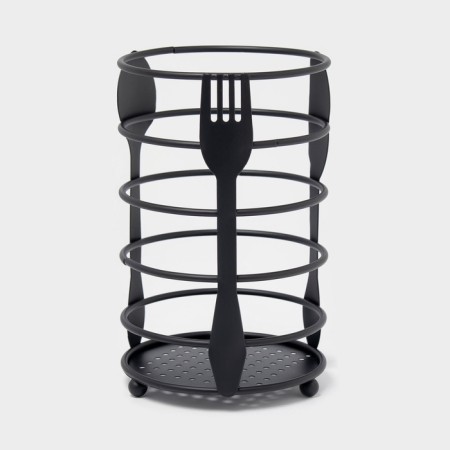 Drywall for cutlery shares, 11 × 11 × 16 cm, black color-2